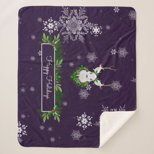 Lila Rentier Sherpa Blanket Sherpadecke (Vorderseite)