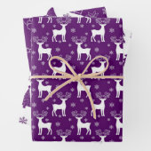 Lila Rentier, Weihnachtsbaum und Urlaubsmuster Geschenkpapier Set (Beispiel)