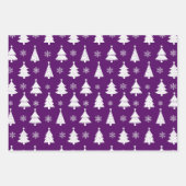 Lila Rentier, Weihnachtsbäume und Holly-Muster Geschenkpapier Set (Vorderseite)