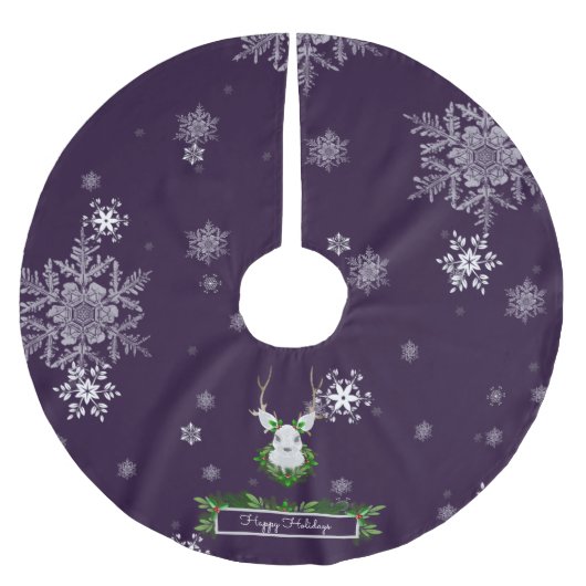 Lila Rentierbaumrock Polyester Weihnachtsbaumdecke (Vorderseite)