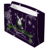 Lila Rentierbeutel Große Geschenktüte (Rückseite Schrägansicht)