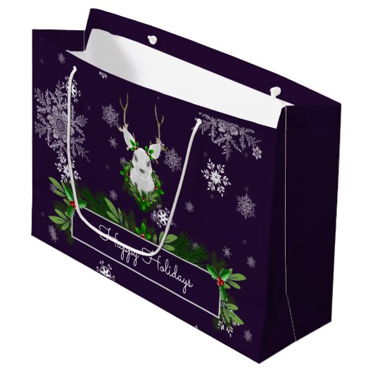 Lila Rentierbeutel Große Geschenktüte (Vorderseite Schrägansicht)