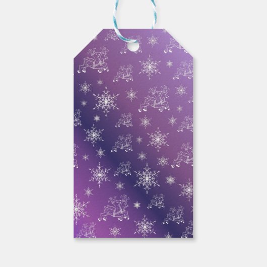 lila, Rentiere, Stern, Sterne, Schneeflocke, Weihn Geschenkanhänger (Rückseite)