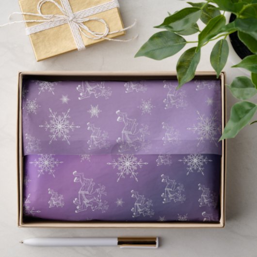 lila, Rentiere, Stern, Sterne, Schneeflocke, Weihn Seidenpapier (Geschenk)