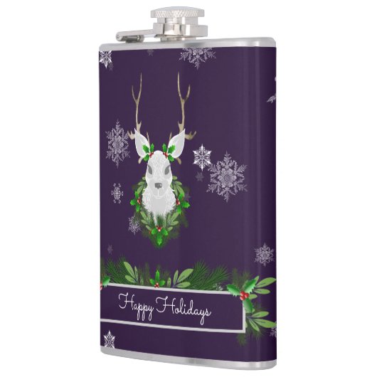 Lila Rentierflasche Flachmann (Links)