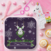 Lila Rentierpapierplatte Pappteller (Party)