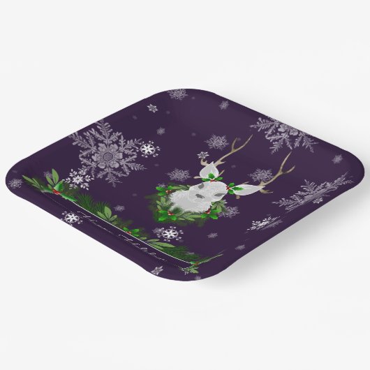 Lila Rentierpapierplatte Pappteller (Gewinkelt)