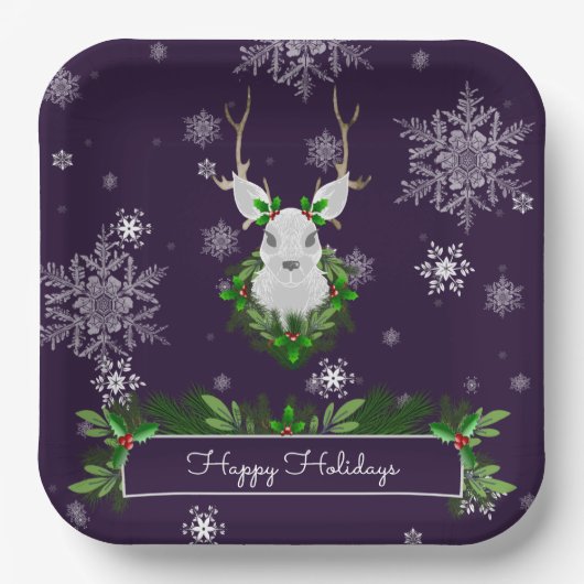 Lila Rentierpapierplatte Pappteller (Vorderseite)