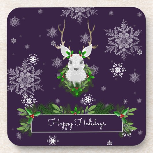 Lila Rentierplastik-Untersetzer Getränkeuntersetzer (Vorderseite)