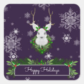 Lila Rentiersticker Quadratischer Aufkleber (Vorderseite)