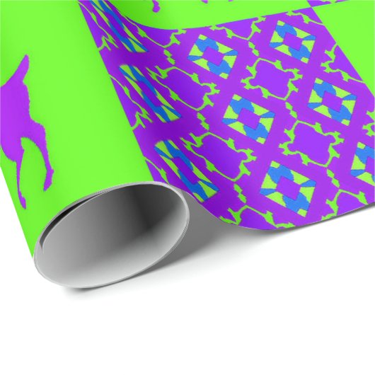 Lila Rentierweihnachtszeit Geschenkpapier (Rolleneckpunkt)