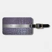 Lila Reptile Digital Leder Silber Metal Gepäckanhänger (Vorderseite horizontal)