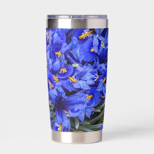 Lila Reticulated Irises Floral Thermobecher (Rückseite)