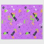 Lila Retro 80er Wrapping Paper Geschenkpapier (Flach)