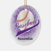 Lila Retro Baseball-Art Keramikornament (Rechts)