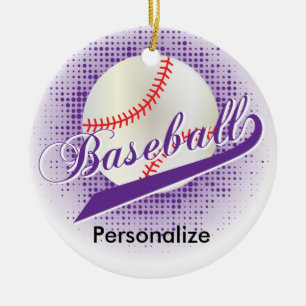 Lila Retro Baseball-Art Keramikornament