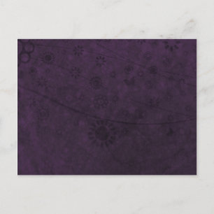Lila Retro-Blume und Schmetterlinge Abstrakt Postkarte