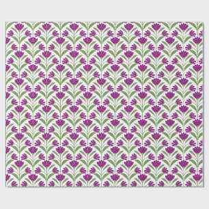 Lila Retro-Blumen-Geschenkpapier Vintage Botanik Geschenkpapier