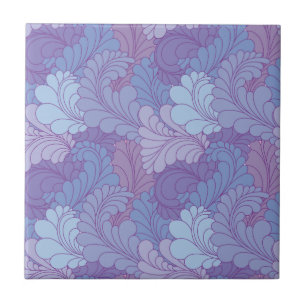 Lila Retro-Blumen-Paisley-Federn Fliese