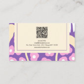 Lila Retro-Blüte mit QR-Visitenkarte Visitenkarte (Rückseite)