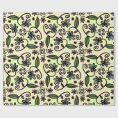 Lila Retro Boho Daisies Geschenkpapier (Flach)