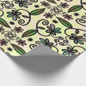 Lila Retro Boho Daisies Geschenkpapier (Ecke)