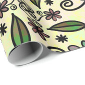 Lila Retro Boho Daisies Geschenkpapier (Rolleneckpunkt)