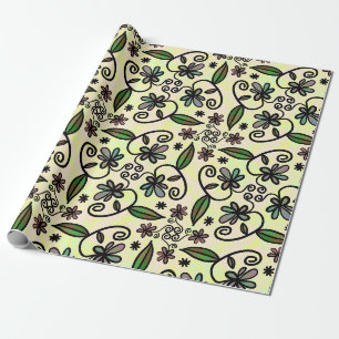 Lila Retro Boho Gänseblümchen Geschenkpapier