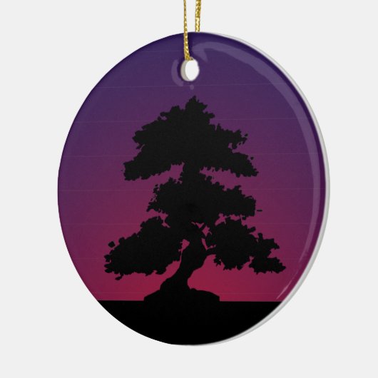 Lila Retro Bonsai Sunset Keramik Ornament (Links)