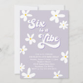Lila Retro Daisy 6 ist ein Geburtstag Einladung (Vorderseite)