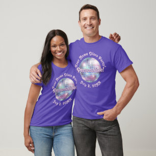 Lila Retro Disco Ball PERSONALISIERTER T - Shirt