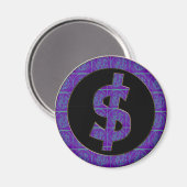 LILA RETRO-DOLLAR-SIGN MAGNET (Vorderseite/Rückseite)