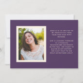 Lila Retro-Einfachheit Foto-Abschluss Ankündigung (Rückseite)