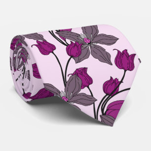 Lila retro-ethnisches elegantes Blumenmuster Krawatte