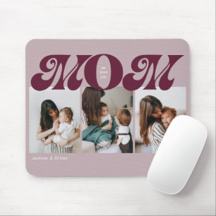 Lila Retro Fette Mutti 3 Foto-Collage Mousepad