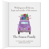 Lila Retro Fiat 500 mit Weihnachtsgeschenken (Innen (Rechts))