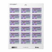 Lila Retro Fiat 500 mit Weihnachtsgeschenken Adressaufkleber (Vorne)