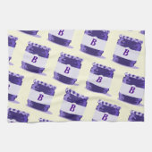 Lila Retro-Gelee-Glas-Muster mit Monogramm Geschirrtuch (Horizontal)