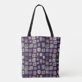 Lila Retro-Geometrisches Muster Tasche (Rückseite)