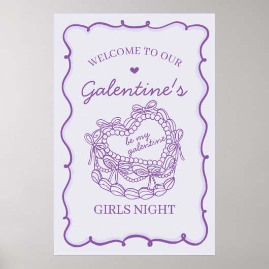 Lila Retro Herz Coquette Kuchen Galentine Herzlich Poster (Vorne)