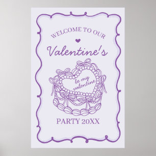 Lila Retro Herz Coquette Kuchen Herzlich Willkomme Poster