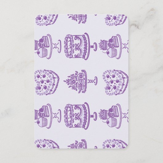 Lila Retro-Herz-Coquette-Kuchen-Registrierung einf Begleitkarte (Rückseite)