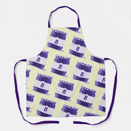 Lila Retro Jelly Jar Muster mit Monogramm Schürze (Vorderseite)