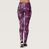 Lila retro mit Blumenelement Leggings (Rückseite)