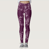 Lila retro mit Blumenelement Leggings (Vorderseite)