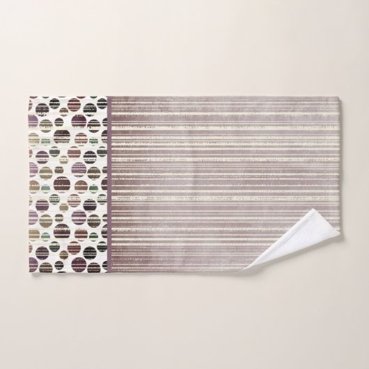 Lila Retro-moderne Polka-Punkte Badhandtuch Set (Handtuch)