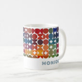 Lila Retro-Muster in Blautönen Kaffeetasse (VorderseiteRechts)