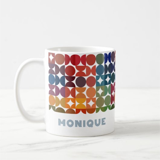 Lila Retro-Muster in Blautönen Kaffeetasse (Links)