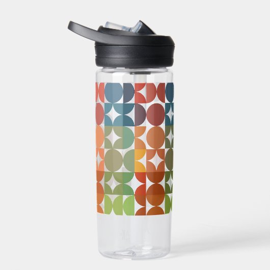 Lila Retro-Muster in Blautönen Trinkflasche (Rechts)