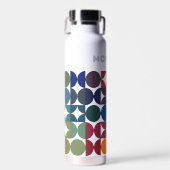 Lila Retro-Muster in Blautönen Trinkflasche (Vorne)